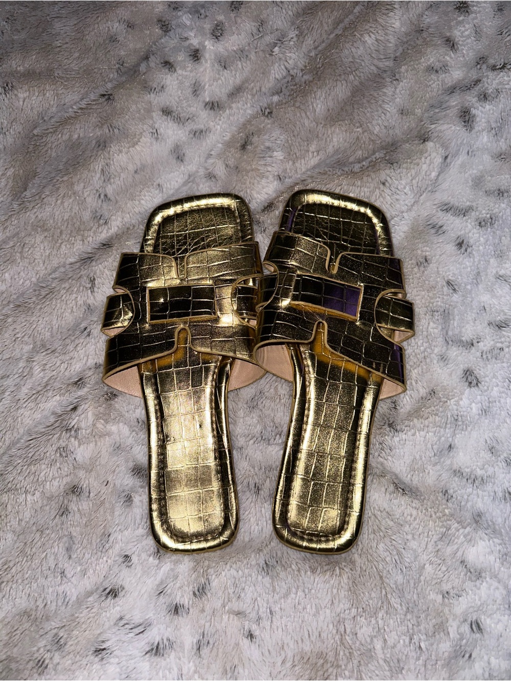 Metallic Gold Women's Slide Sandals